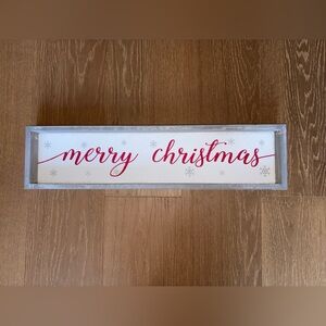 Festive Merry Christmas Wall Sign - Red and Silver